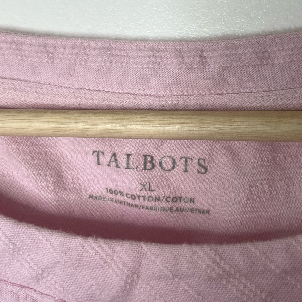 Talbots Light Pink Ribbed Tee, Size XL - Picture 2 of 3